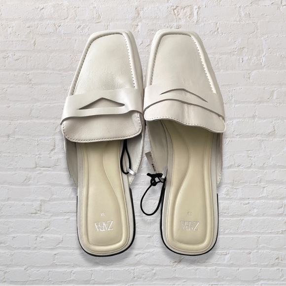 Zara Genuine Leather Flat Mules - Picture 5 of 12